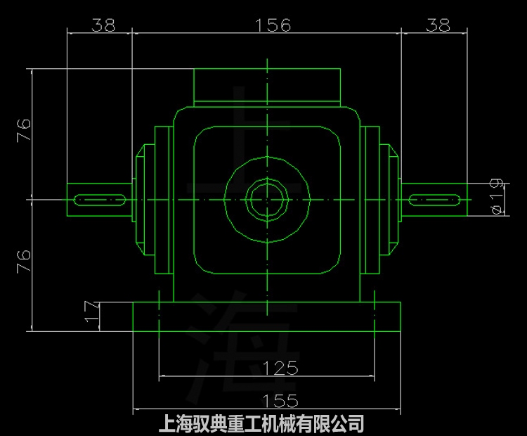 T型換向器T4-1-LR齒輪轉(zhuǎn)向箱外型尺寸的CAD圖紙