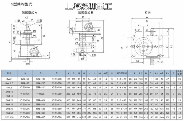2型絲桿升降機絲桿行程與絲桿總長的關(guān)系